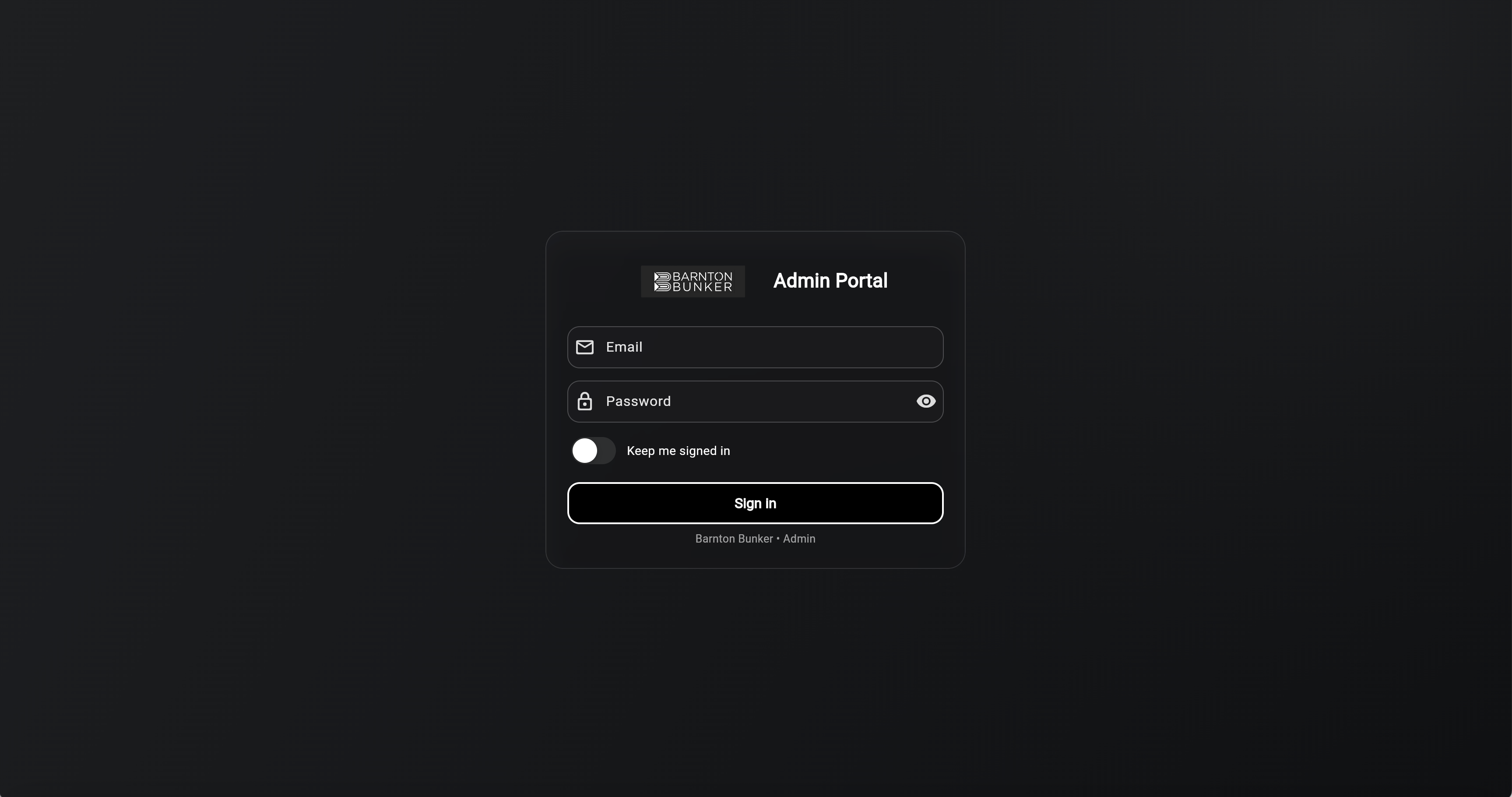 Barnton Bunker admin app